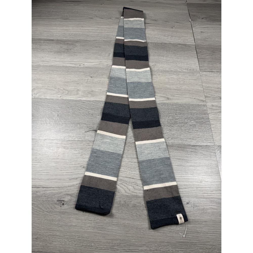 Smartwool Skinny Scarf Wool Geometric Color Block Black Gray 72" x 4" Merino